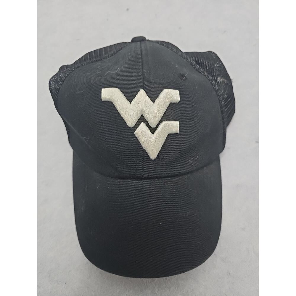 Captivating WV Mountaineers Black One Fit Baseball Hat Cap Mesh Embroidered Logo
